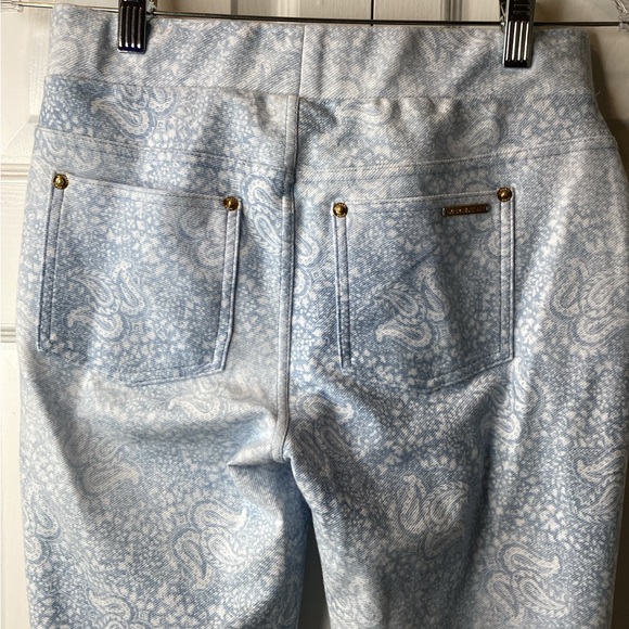 Michael Kors Paisley Blue/ White Skinny Pull On Stretch Legging Pants Sz S - Picture 5 of 5